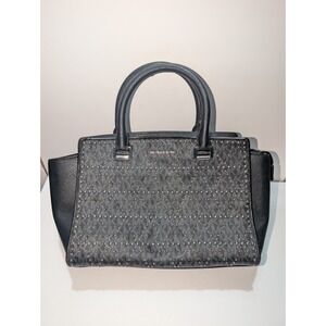 Michael Kors Selma Black Studded Hand Bag Cross Body No Strap